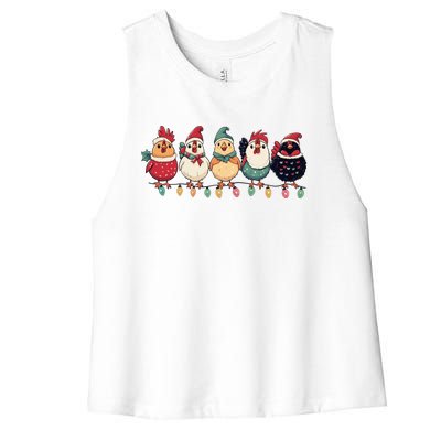 Christmas Holiday Cute Xmas Chicken Matching Team Holiday Women's Racerback Cropped Tank