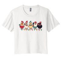 Christmas Holiday Cute Xmas Chicken Matching Team Holiday Women's Crop Top Tee