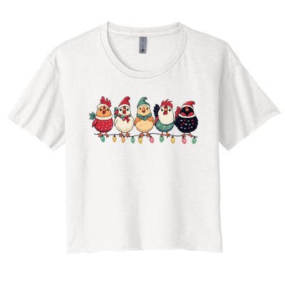 Christmas Holiday Cute Xmas Chicken Matching Team Holiday Women's Crop Top Tee