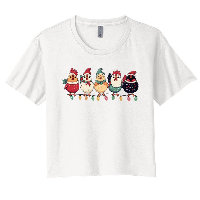 Christmas Holiday Cute Xmas Chicken Matching Team Holiday Women's Crop Top Tee