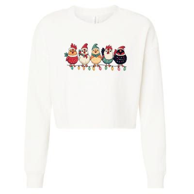 Christmas Holiday Cute Xmas Chicken Matching Team Holiday Cropped Pullover Crew