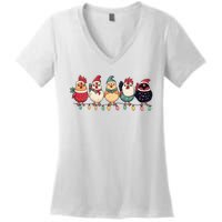 Christmas Holiday Cute Xmas Chicken Matching Team Holiday Women's V-Neck T-Shirt