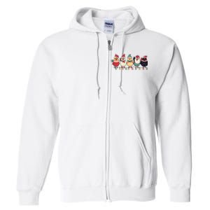 Christmas Holiday Cute Xmas Chicken Matching Team Holiday Full Zip Hoodie