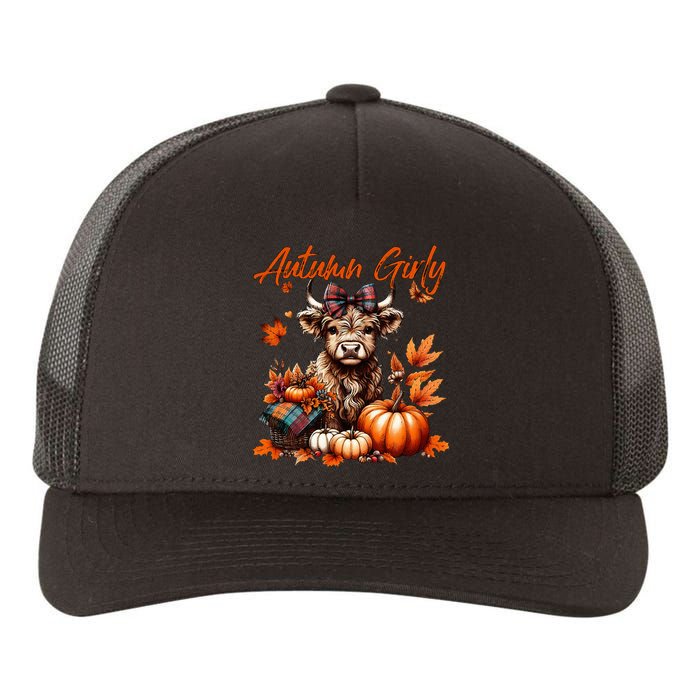 Cute Highland Cow Fall Autumn Girly Thanksgiving Yupoong Adult 5-Panel Trucker Hat