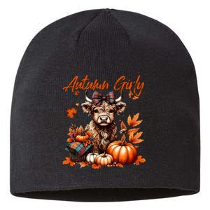 Cute Highland Cow Fall Autumn Girly Thanksgiving Sustainable Beanie