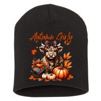 Cute Highland Cow Fall Autumn Girly Thanksgiving Short Acrylic Beanie