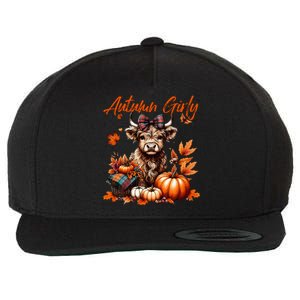 Cute Highland Cow Fall Autumn Girly Thanksgiving Wool Snapback Cap