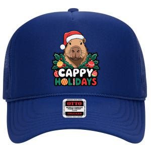 Cappy Holidays Capybara Christmas High Crown Mesh Back Trucker Hat