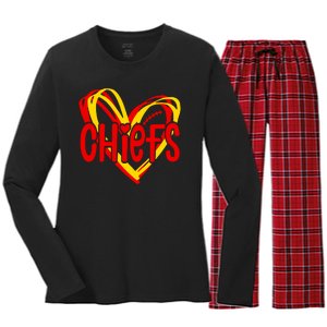 Chiefs Heart Women's Long Sleeve Flannel Pajama Set 