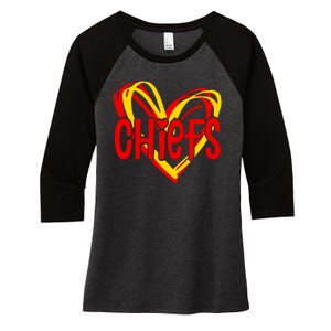 Chiefs Heart Women's Tri-Blend 3/4-Sleeve Raglan Shirt