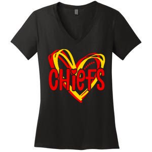 Chiefs Heart Women's V-Neck T-Shirt