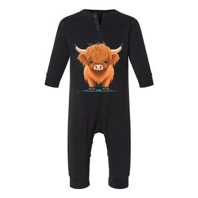 Cute Highland Cattle Cow Funny Highland Cow Infant Fleece One Piece