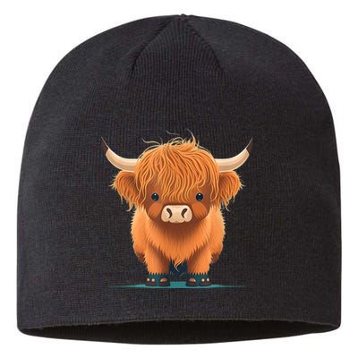 Cute Highland Cattle Cow Funny Highland Cow Sustainable Beanie