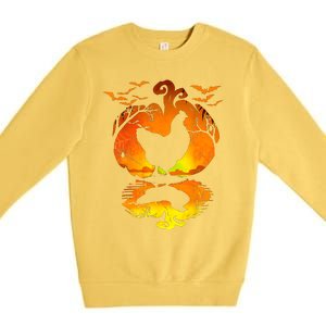 Chicken Halloween Costume Pumpkin Chicken Lovers Fall Season Premium Crewneck Sweatshirt