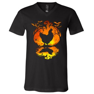 Chicken Halloween Costume Pumpkin Chicken Lovers Fall Season V-Neck T-Shirt