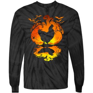 Chicken Halloween Costume Pumpkin Chicken Lovers Fall Season Tie-Dye Long Sleeve Shirt