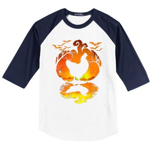 Chicken Halloween Costume Pumpkin Chicken Lovers Fall Season Baseball Sleeve Shirt