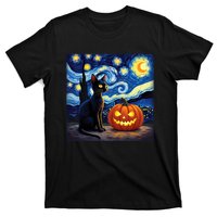 Cat Halloween Cat Lovers Starry Night Cat Van Gogh T-Shirt