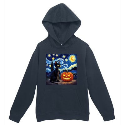 Cat Halloween Cat Lovers Starry Night Cat Van Gogh Urban Pullover Hoodie