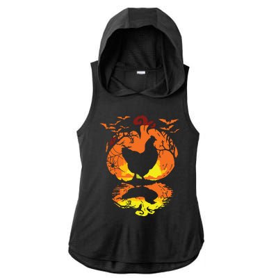 Chicken Halloween Costume Pumpkin Chicken Lovers Fall Season Ladies PosiCharge Tri-Blend Wicking Draft Hoodie Tank