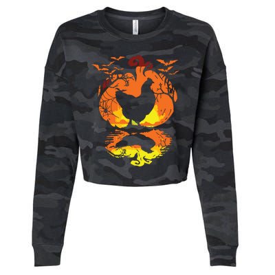 Chicken Halloween Costume Pumpkin Chicken Lovers Fall Season Cropped Pullover Crew