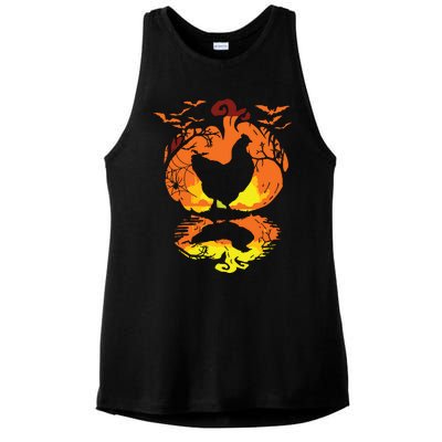 Chicken Halloween Costume Pumpkin Chicken Lovers Fall Season Ladies PosiCharge Tri-Blend Wicking Tank