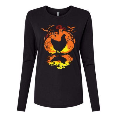 Chicken Halloween Costume Pumpkin Chicken Lovers Fall Season Womens Cotton Relaxed Long Sleeve T-Shirt