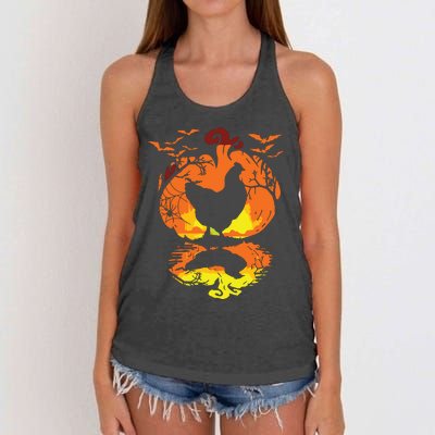 Chicken Halloween Costume Pumpkin Chicken Lovers Fall Season Women's Knotted Racerback Tank