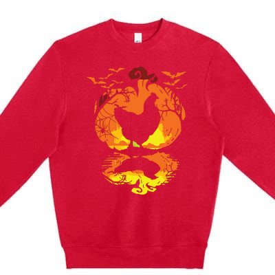 Chicken Halloween Costume Pumpkin Chicken Lovers Fall Season Premium Crewneck Sweatshirt