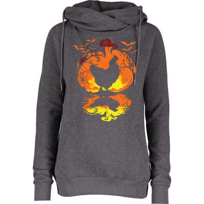 Chicken Halloween Costume Pumpkin Chicken Lovers Fall Season Womens Funnel Neck Pullover Hood