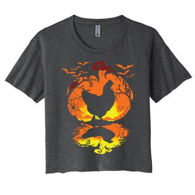 Chicken Halloween Costume Pumpkin Chicken Lovers Fall Season Women's Crop Top Tee