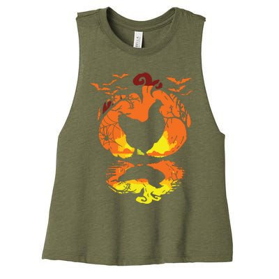 Chicken Halloween Costume Pumpkin Chicken Lovers Fall Season Women's Racerback Cropped Tank