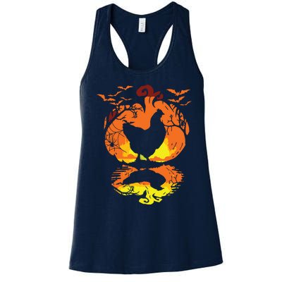 Chicken Halloween Costume Pumpkin Chicken Lovers Fall Season Women's Racerback Tank