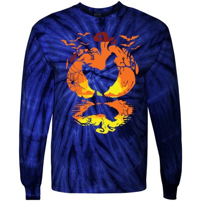 Chicken Halloween Costume Pumpkin Chicken Lovers Fall Season Tie-Dye Long Sleeve Shirt