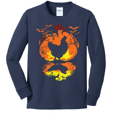 Chicken Halloween Costume Pumpkin Chicken Lovers Fall Season Kids Long Sleeve Shirt