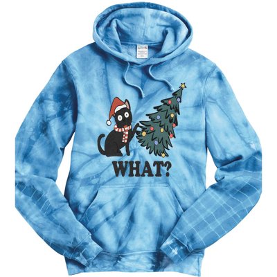 Cute Holiday Christmas Xmas Cat Cats Funny Tree Lights Tie Dye Hoodie