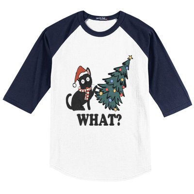 Cute Holiday Christmas Xmas Cat Cats Funny Tree Lights Baseball Sleeve Shirt