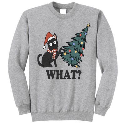 Cute Holiday Christmas Xmas Cat Cats Funny Tree Lights Tall Sweatshirt