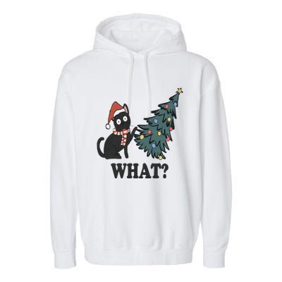 Cute Holiday Christmas Xmas Cat Cats Funny Tree Lights Garment-Dyed Fleece Hoodie