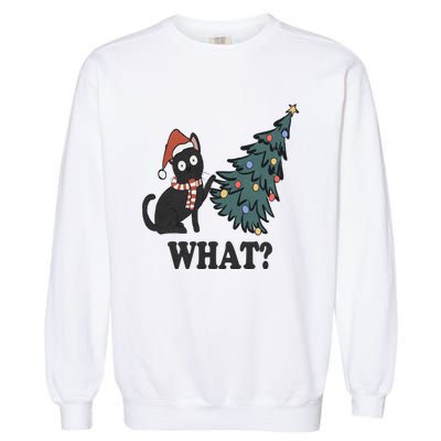 Cute Holiday Christmas Xmas Cat Cats Funny Tree Lights Garment-Dyed Sweatshirt