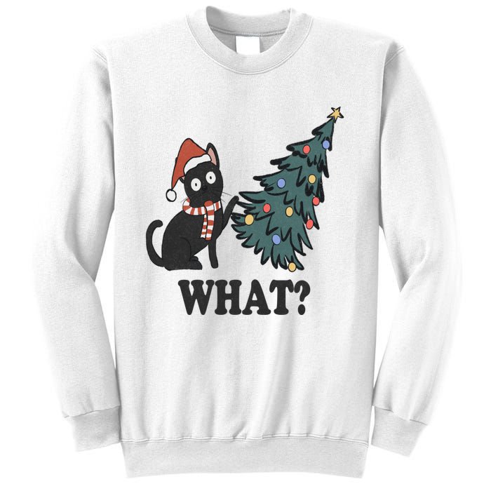 Cute Holiday Christmas Xmas Cat Cats Funny Tree Lights Sweatshirt