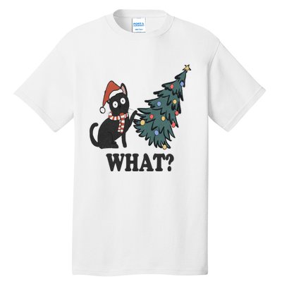 Cute Holiday Christmas Xmas Cat Cats Funny Tree Lights Tall T-Shirt