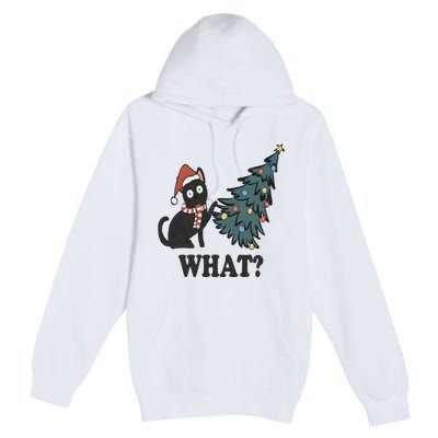 Cute Holiday Christmas Xmas Cat Cats Funny Tree Lights Premium Pullover Hoodie