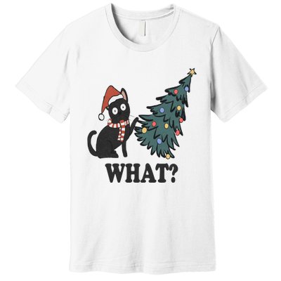 Cute Holiday Christmas Xmas Cat Cats Funny Tree Lights Premium T-Shirt