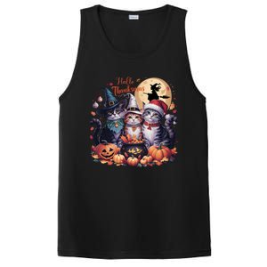 Cat Halloween Christmas Happy Hallothanksmas Thanksgiving Gift PosiCharge Competitor Tank