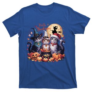 Cat Halloween Christmas Happy Hallothanksmas Thanksgiving Gift T-Shirt