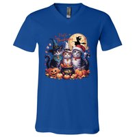 Cat Halloween Christmas Happy Hallothanksmas Thanksgiving Gift V-Neck T-Shirt