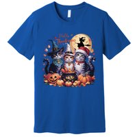 Cat Halloween Christmas Happy Hallothanksmas Thanksgiving Gift Premium T-Shirt