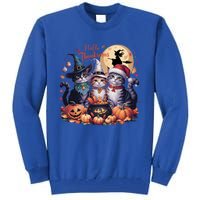 Cat Halloween Christmas Happy Hallothanksmas Thanksgiving Gift Tall Sweatshirt