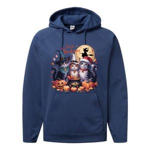 Cat Halloween Christmas Happy Hallothanksmas Thanksgiving Gift Performance Fleece Hoodie